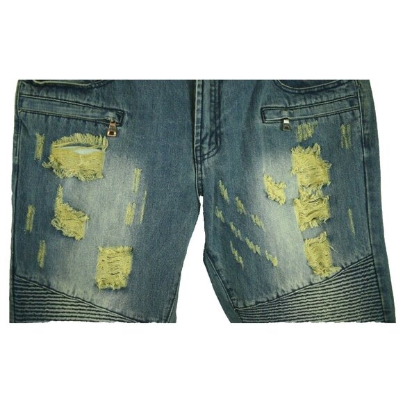 Embellish Mens 38 x 34 Distressed Blue Biker Jeans New with Tags - Picture 2 of 7